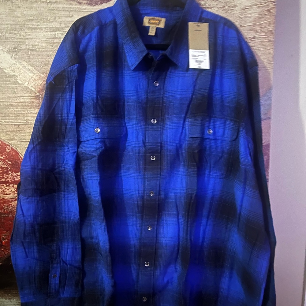 JCP- The Foundry Men's Vibrant Blue flannel plaid Shirt.